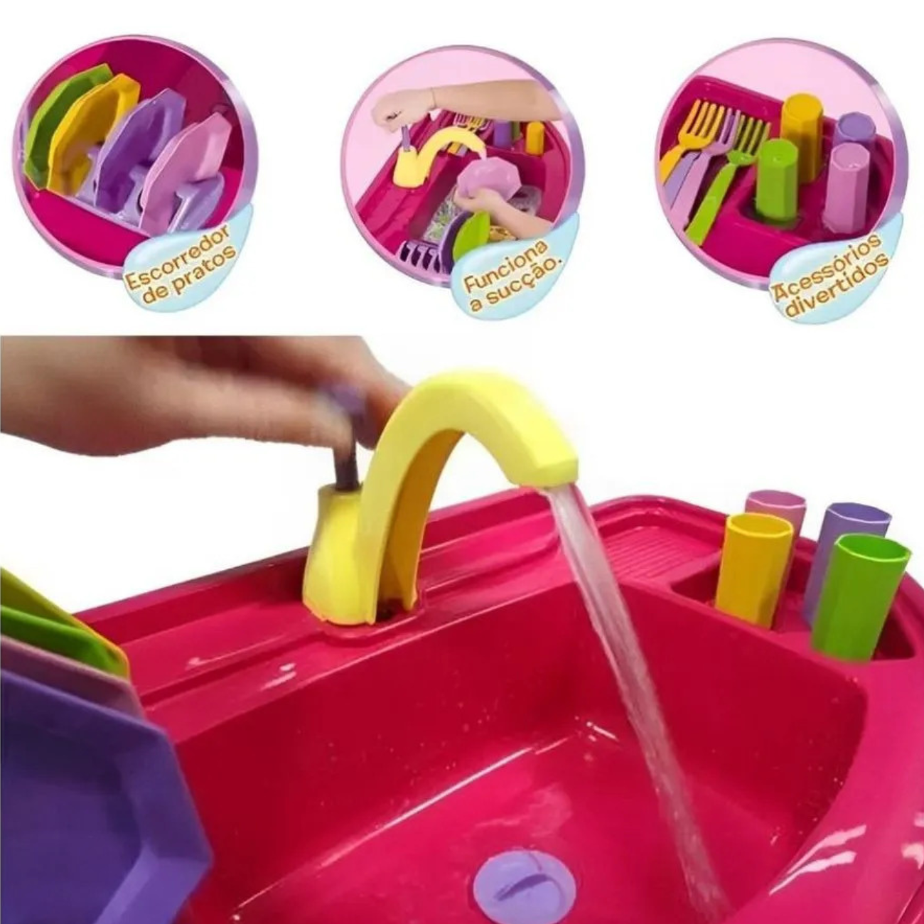 Brinquedo Infantil Pia Acqua Clean Com Acessórios Cotiplás Brinquedo Infantil Pia Acqua Clean Com Acessórios Cotiplás