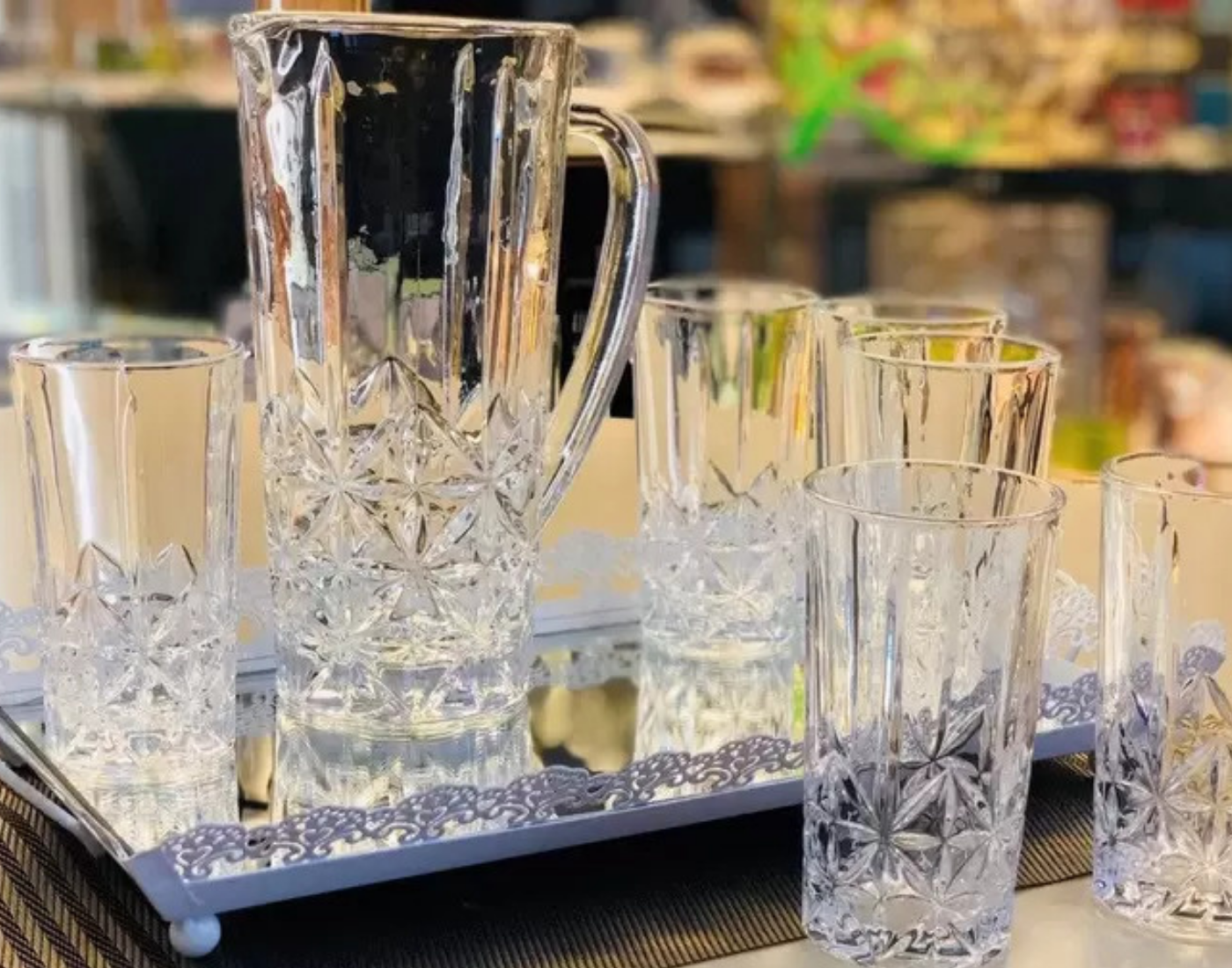 Jogo Copos com Jarra em Vidro Glassware 7 Peças Dagia