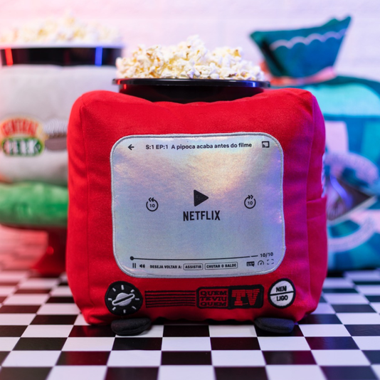 Almofada E Balde Para Pipoca Netflix Tv 
