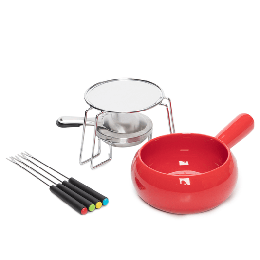 Aparelho De Fondue Vermelho Em Cerâmica 8 Peças 