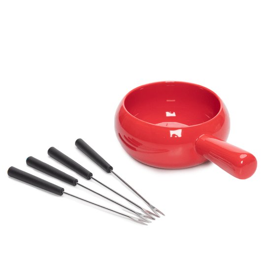 Aparelho De Fondue Vermelho Em Cerâmica 8 Peças 