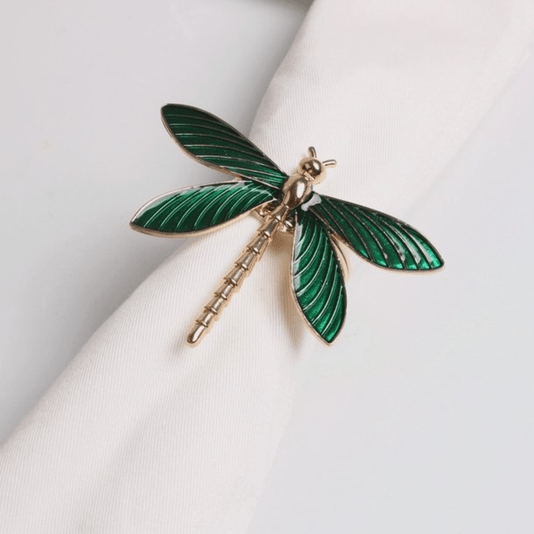 Argola Anel Para Guardanapo Libélula Verde 4 Peças