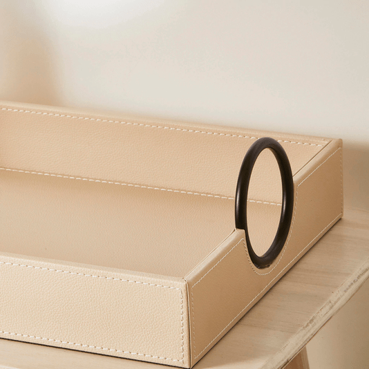 Bandeja Decorativa Servir Em MDF Com Revestimento PU Creme