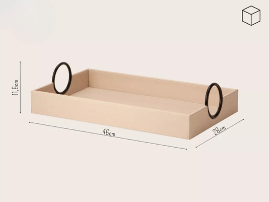 Bandeja Decorativa Servir Em MDF Com Revestimento PU Creme