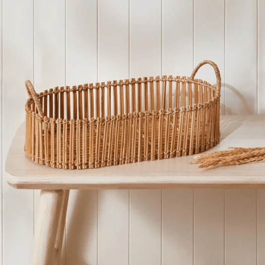 Bandeja Rattan Oval Com Alça 15445 G