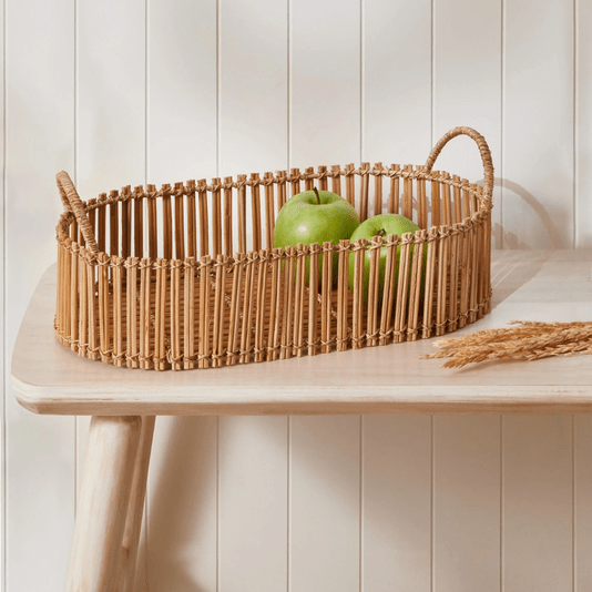 Bandeja Rattan Oval Com Alça 15445 G