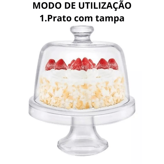 Boleira Com Tampa E Pé De Vidro San Remo 4 Em 1 