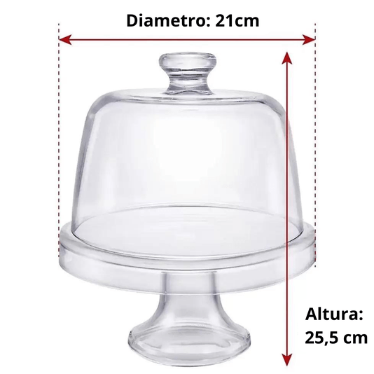 Boleira Com Tampa E Pé De Vidro San Remo 4 Em 1 