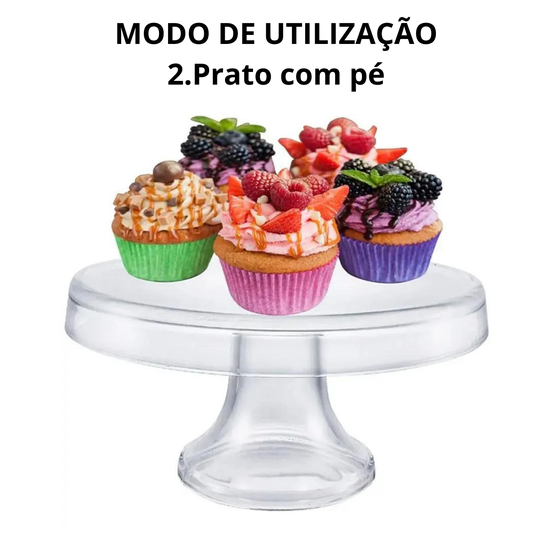 Boleira Com Tampa E Pé De Vidro San Remo 4 Em 1 