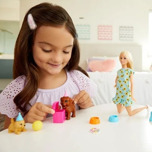 Boneca Barbie Festa De Cachorrinho Com Acessórios Mattel 