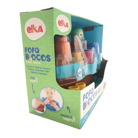 Brinquedo Educativo Fofo Blocos Barco Pirata 13 peças Elka