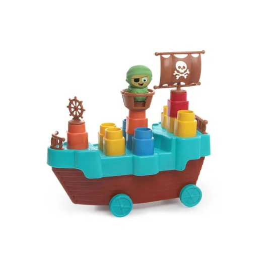 Brinquedo Educativo Fofo Blocos Barco Pirata 13 peças Elka