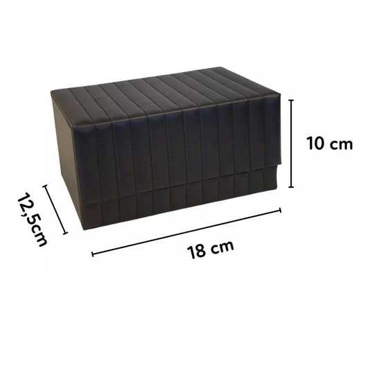 Caixa Decorativa MDF Com Revestimento Em Pu Preta P 18cm