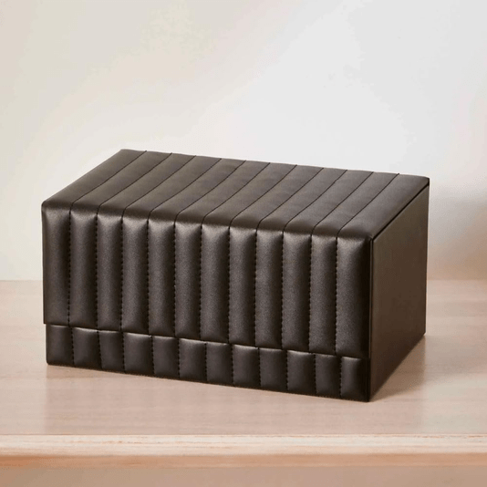 Caixa Decorativa MDF Com Revestimento Em Pu Preta P 18cm