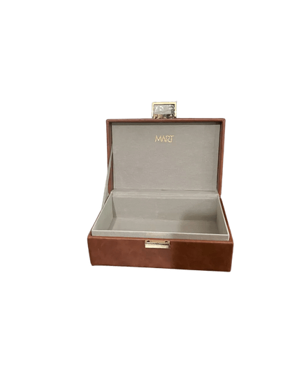 Caixa Decorativa Em Mdf Revestimento Pu Marrom 23,5cm