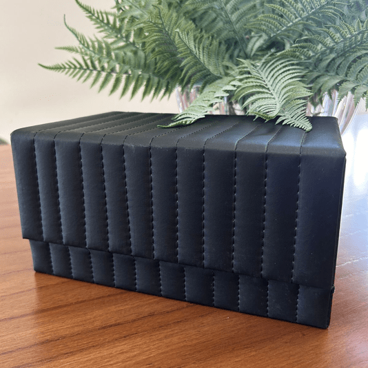 Caixa Decorativa MDF Com Revestimento Em Pu Preta G 24cm