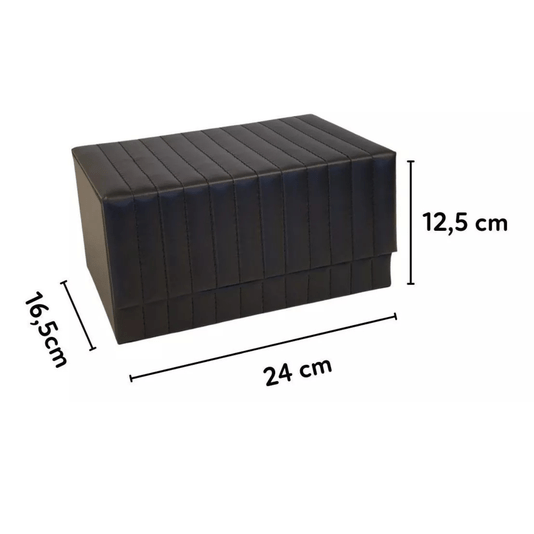 Caixa Decorativa MDF Com Revestimento Em Pu Preta G 24cm