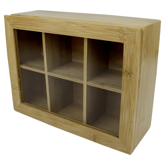 Caixa Organizador De Chá Bambu Com 6 Divisórias 21x16x7,5cm