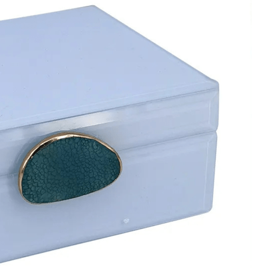 Caixa Porta Joias Madeira E Vidro Branco Detalhe Pedra P 19cm