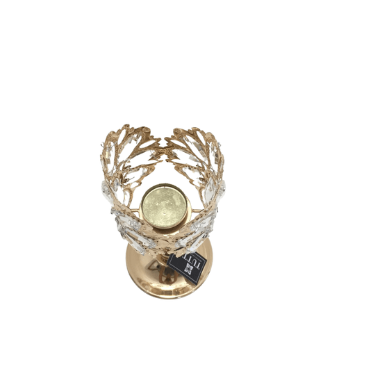 Castiçal de Metal com Pedras Dourado