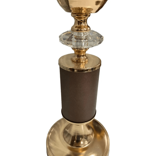 Castiçal Em Metal Decorativo Dourado Com Pedra