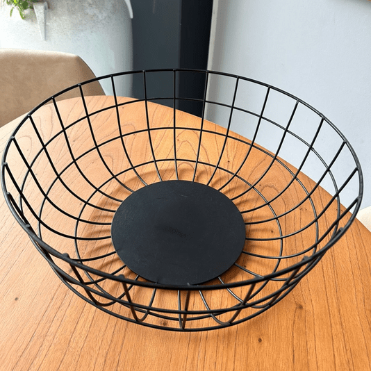 Centro De Mesa Fruteira Em Metal Preto 15x38cm