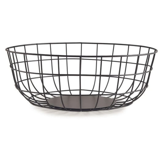 Centro De Mesa Fruteira Em Metal Preto 15x38cm