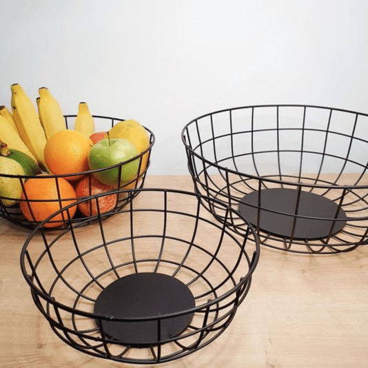 Centro De Mesa Fruteira Em Metal Preto 15x38cm