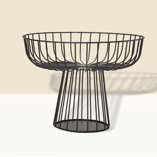 Centro de Mesa Fruteira Redondo em Metal Preto 21x28cm