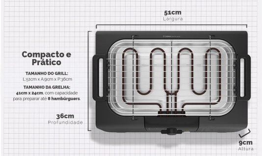 Churrasqueira Elétrica Grill Menu GRL810 Cadence