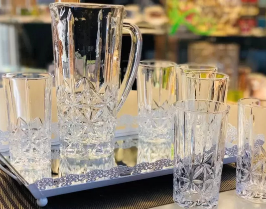 Conjunto 6 Copos e 1 Jarra de Vidro Stella 290ml e 1L Bon Gourmet