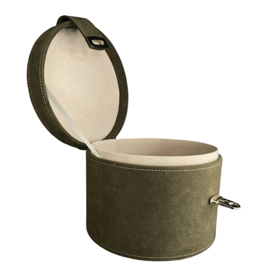 Conjunto Caixas De Veludo Marrom e Mostarda Com Puxador Metal