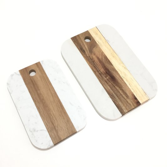 Conjunto de Tabuas Retangulares de Madeira/Marmore