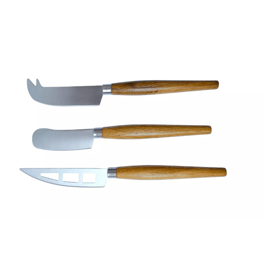 Conjunto Facas para Queijo Inox E Madeira 3 Peças