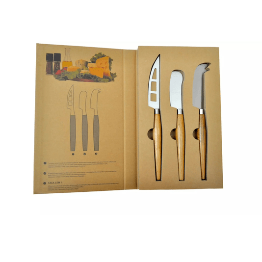 Conjunto Facas para Queijo Inox E Madeira 3 Peças