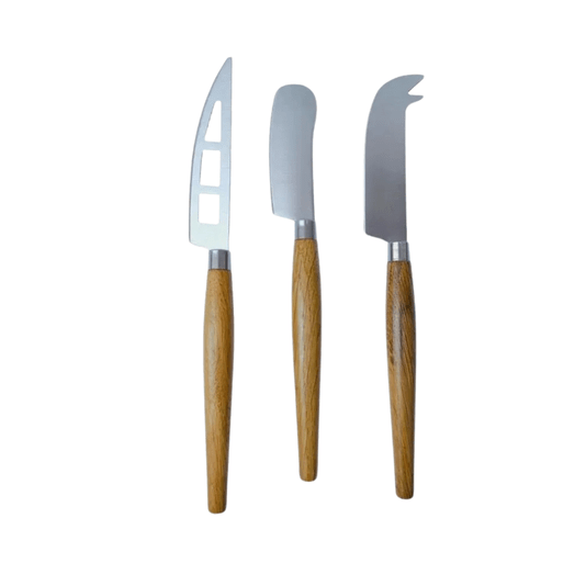 Conjunto Facas para Queijo Inox E Madeira 3 Peças