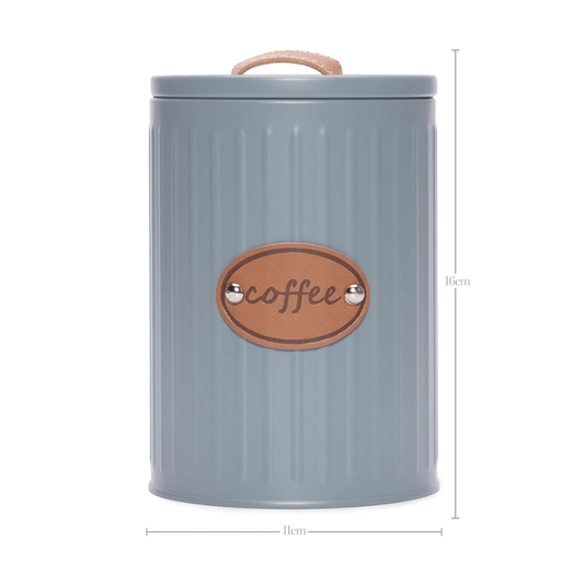 Conjunto Latas Porta Mantimentos Metal E Couro Cinza 3 peças
