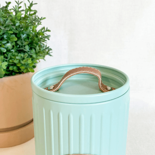 Conjunto Latas Porta Mantimentos Metal E Couro Verde 3 peças