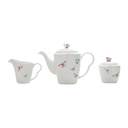 Conjunto Para Café De Porcelana Borboleta 3 Peças Wolff