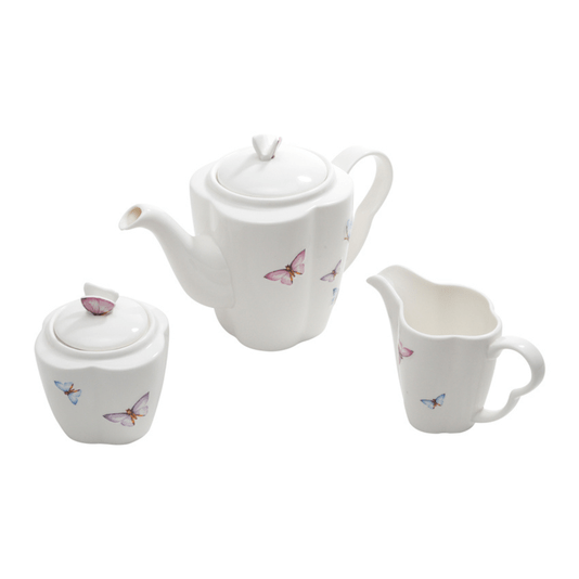 Conjunto Para Café De Porcelana Borboleta 3 Peças Wolff