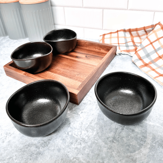 Conjunto Petisqueira Porta Aperitivos Cerâmica e Base Madeira
