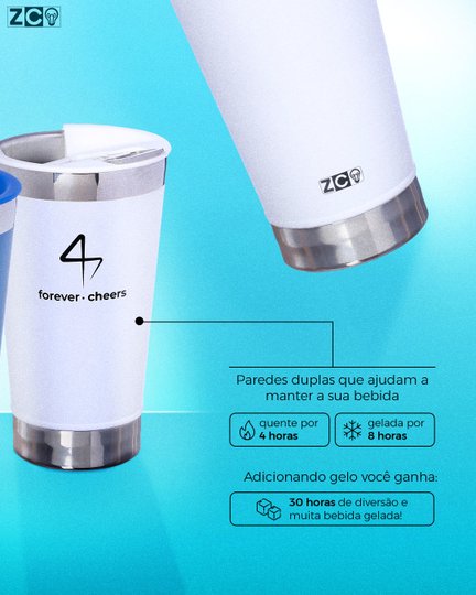 Copo Térmico Forever Cheers Gelado E Quente 500ml Branco