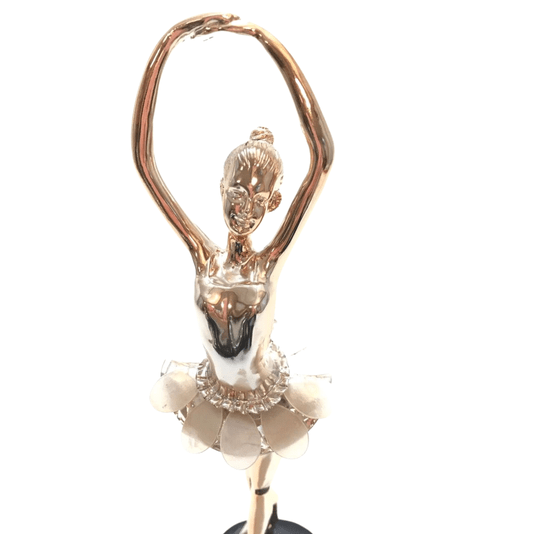Decoração Bailarina de Resina Rose Gold Madrepérola
