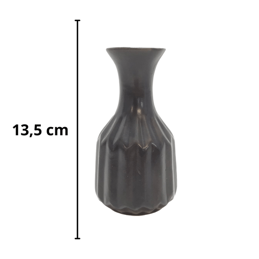 Decoração Mini Vaso de Cerâmica Preto Fosco