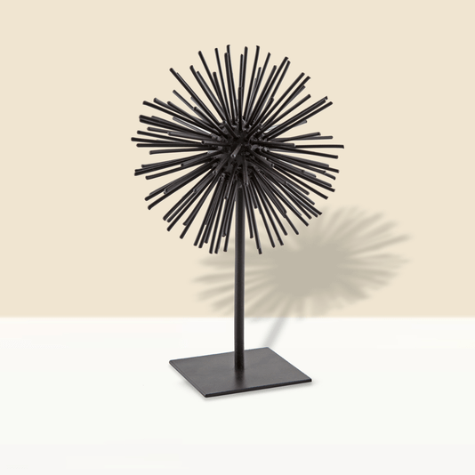 Decoração Ouriço De Metal Preto 22,5cm