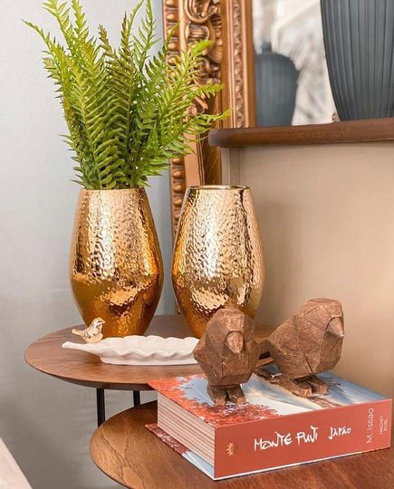 Decoração Pássaro de Resina Estilo Madeira