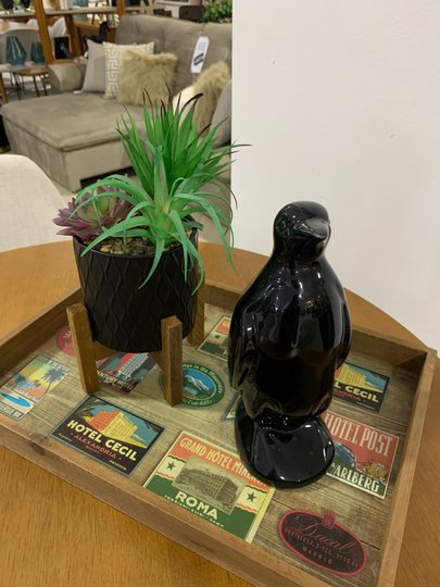 Decoração Pinguim De Cerâmica Preto