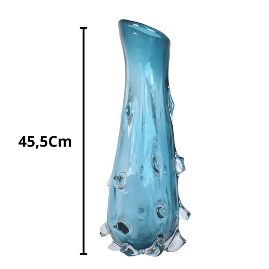 Decoração Vaso De Vidro Bluish Azul G 45,5Cm
