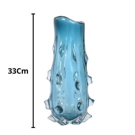 Decoração Vaso De Vidro Bluish Azul P 33Cm
