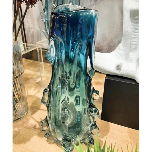 Decoração Vaso De Vidro Bluish Azul P 33Cm
